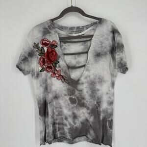 Vintage y2k 90s Affliction top womens small S v-neck rose tie dye lightweight